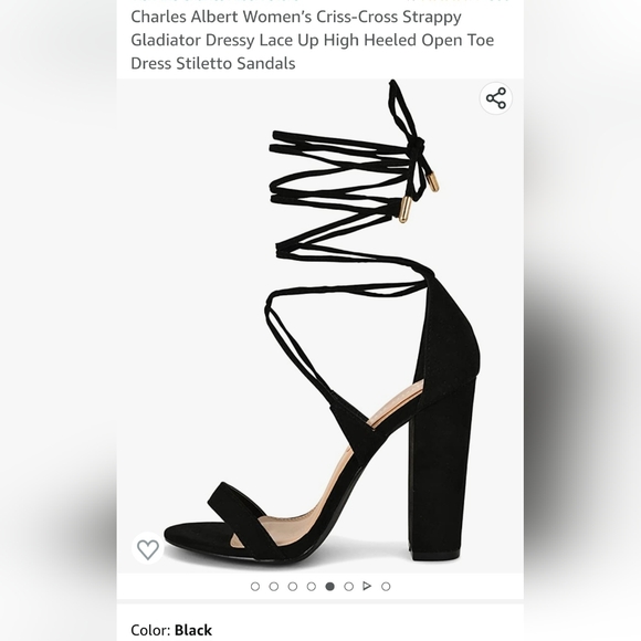 Charles Albert heels ☆ Size 7 ☆ Up the leg Straps ☆ Stilettos ☆ Black  Brand New - Picture 12 of 15